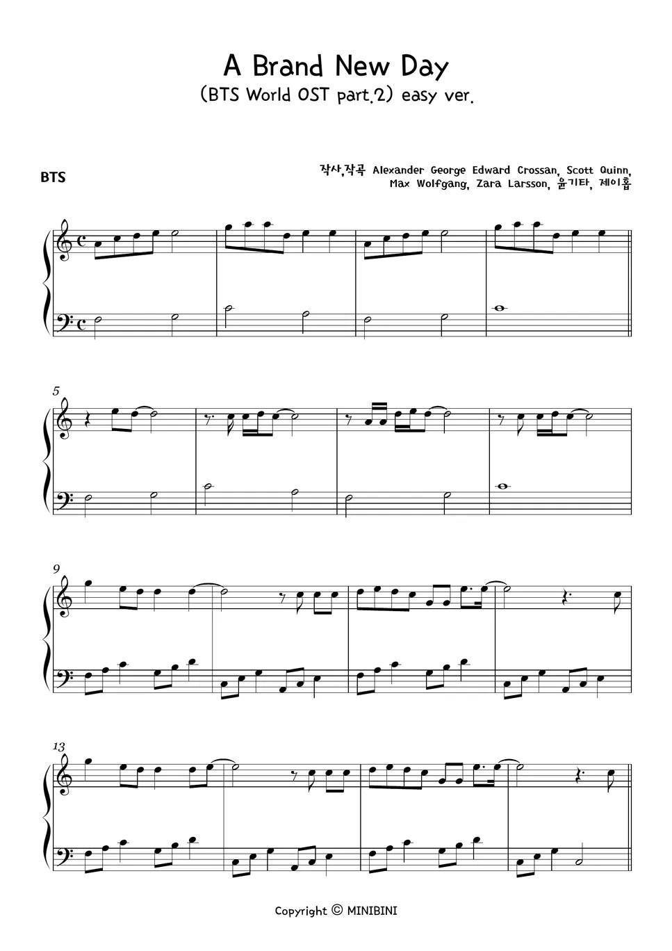 BTS A Brand New Day (BTS World OST Pt.2) feat. Zara Larsson [Easy