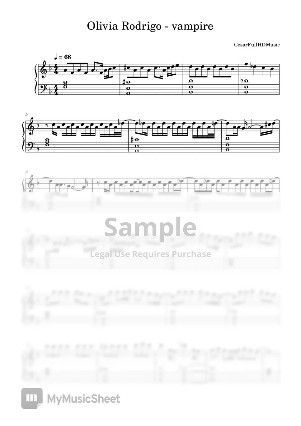 Olivia Rodrigo vampire Partitura