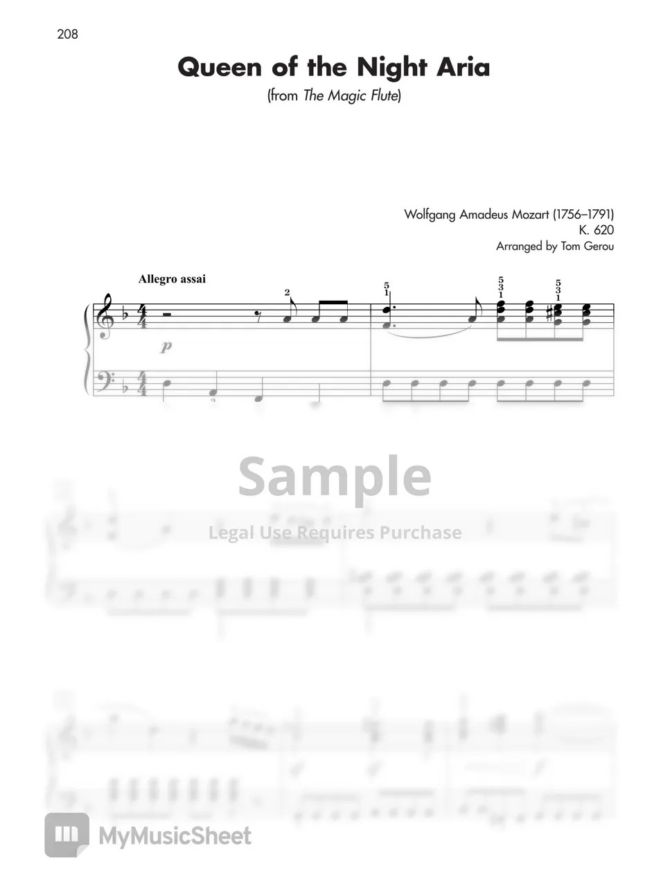 Queen of the Night Aria Easy Sheet Sheets by Hemsach