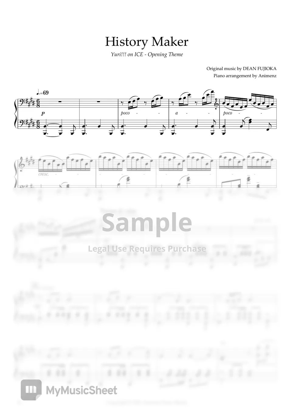 DEAN FUJIOKA History Maker (Yuri!!! on ICE OP) Sheets by Animenz