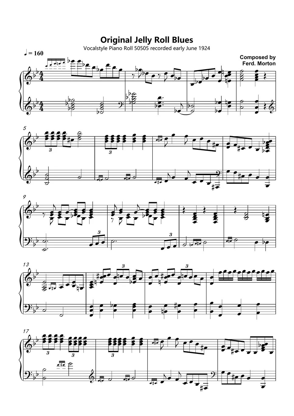 Jelly Roll Morton Original Jelly Roll Blues Sheets by YWHan