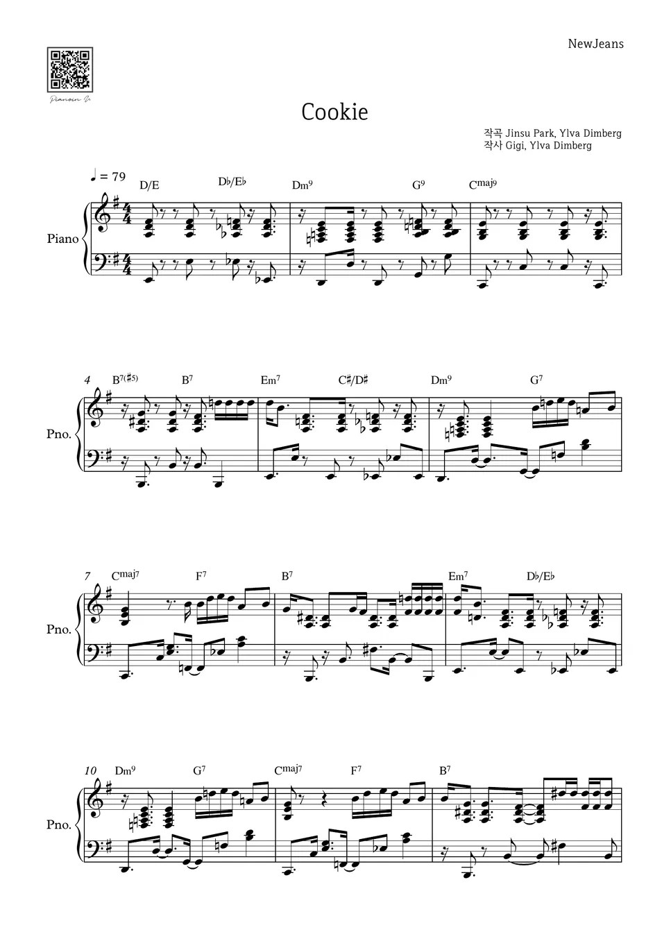 New Jeans Cookie 楽譜 by PIANOiNU