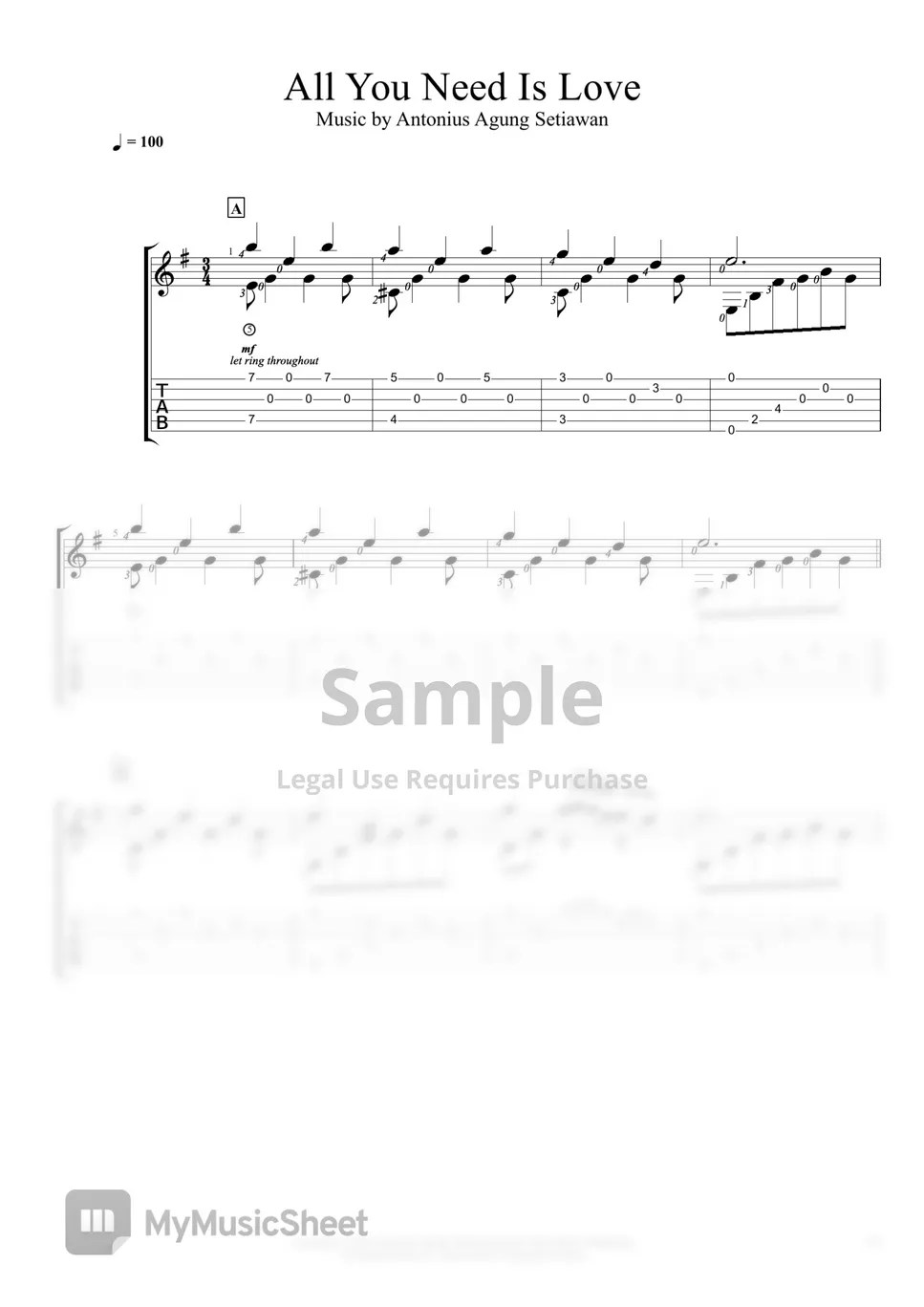 Antonius Agung Setiawan All You Need Is Love 악보