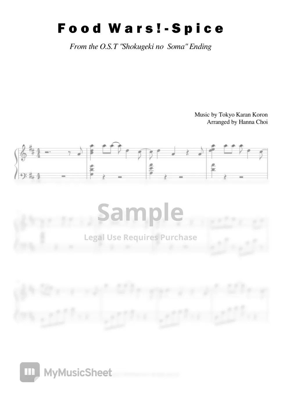 JAnimation Food War! Spice ("식극의 소마" 엔딩곡) Sheets by Hanna