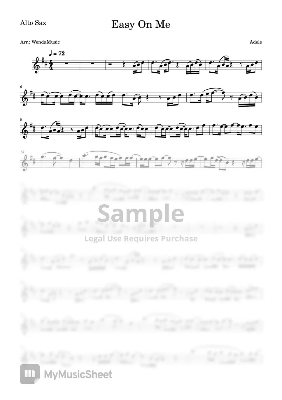 Adele Easy On Me (Alto Sax) Sheets by WendaMusic