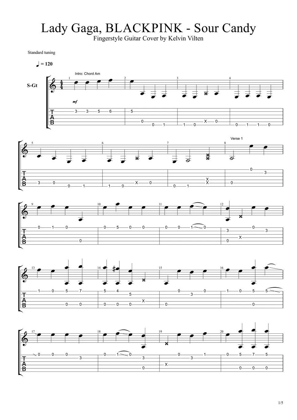 Lady Gaga, BLACKPINK Sour Candy TAB by Kelvin Vilten