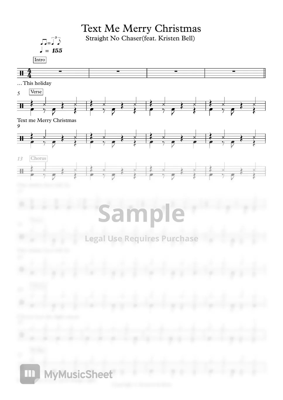 Straight No Chaser Text Me Marry Christmas (드럼악보) Sheets by Seonwook Kim