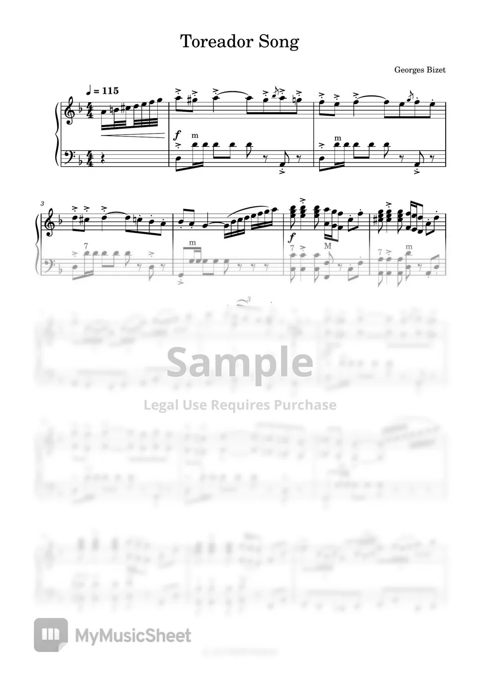 Bizet Toreador Song (from Carmen) Sheets by ACCORDIONMAN