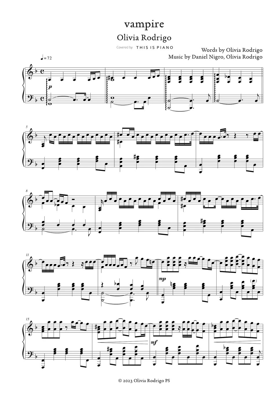 Olivia Rodrigo vampire Sheets by THIS IS PIANO