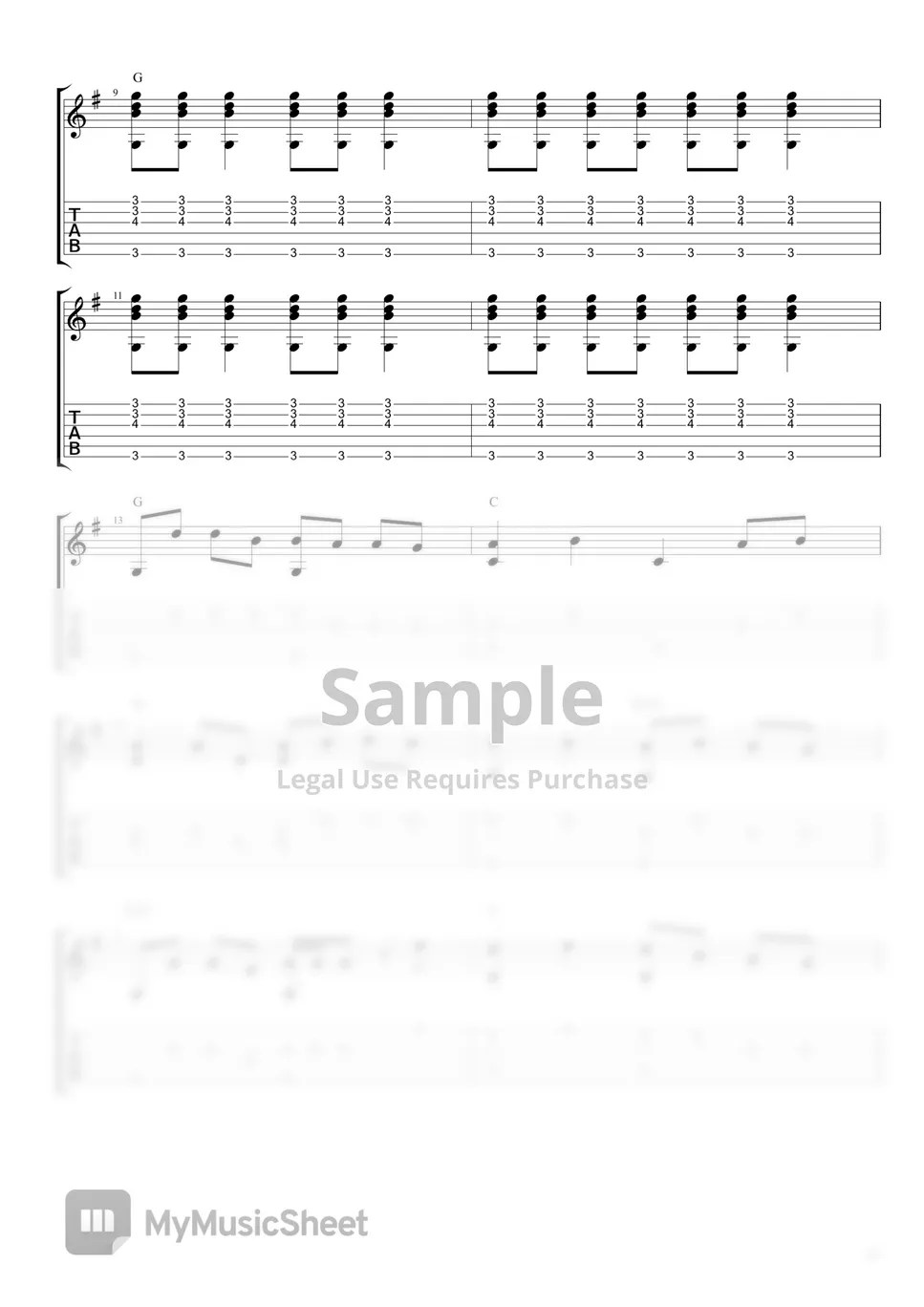 쉬운기타타브악보 オトノナルホウへ→ (소리가 나는 쪽으로→) / Goose House 楽譜 by Daniel K.