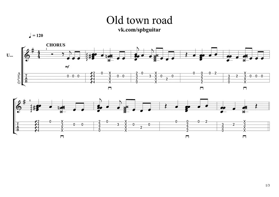 Lil Nas X Old Town Road Hoja by Uroki Ukulele