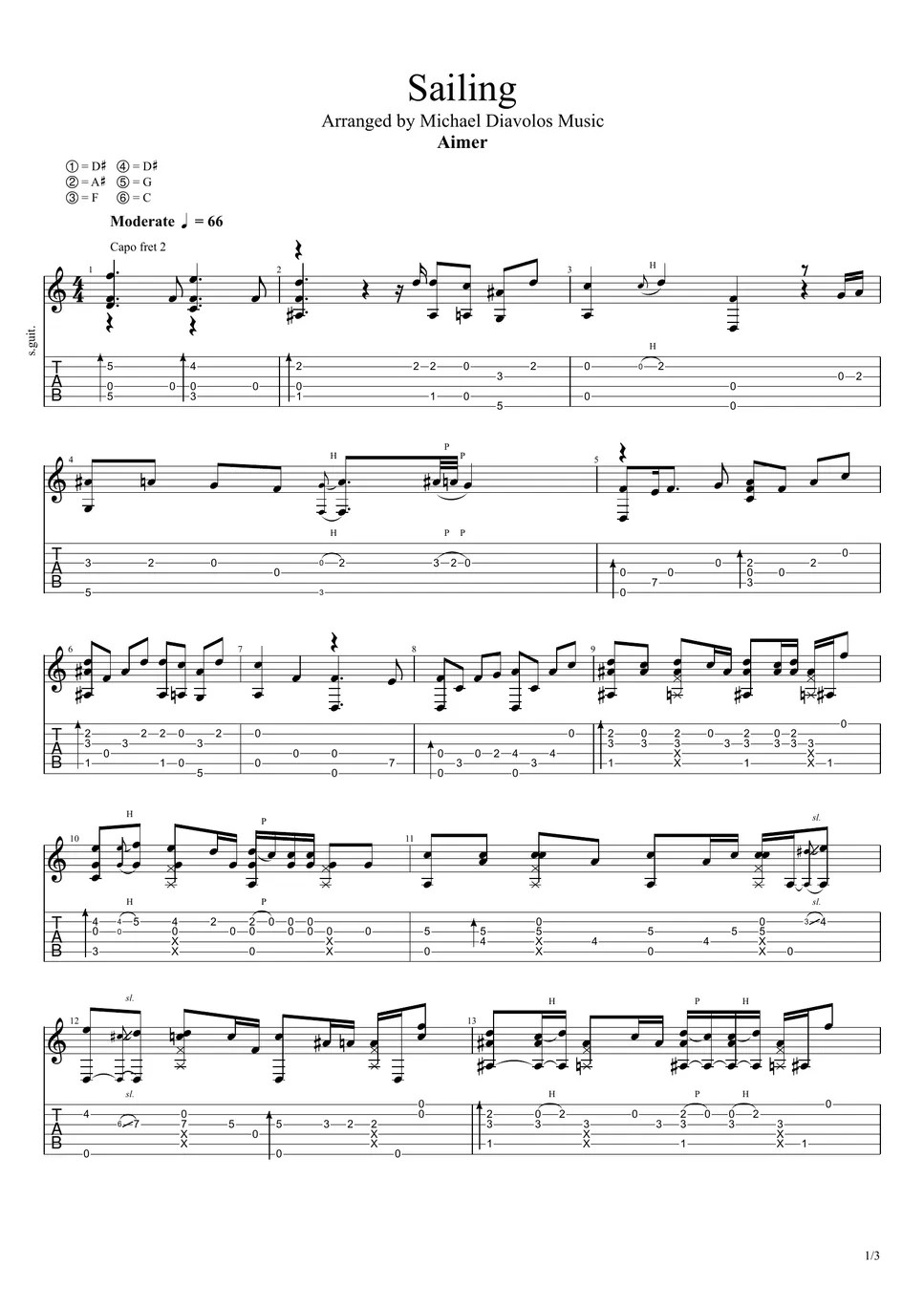 Aimer Sailing Sheets by Michael Diavolos Music