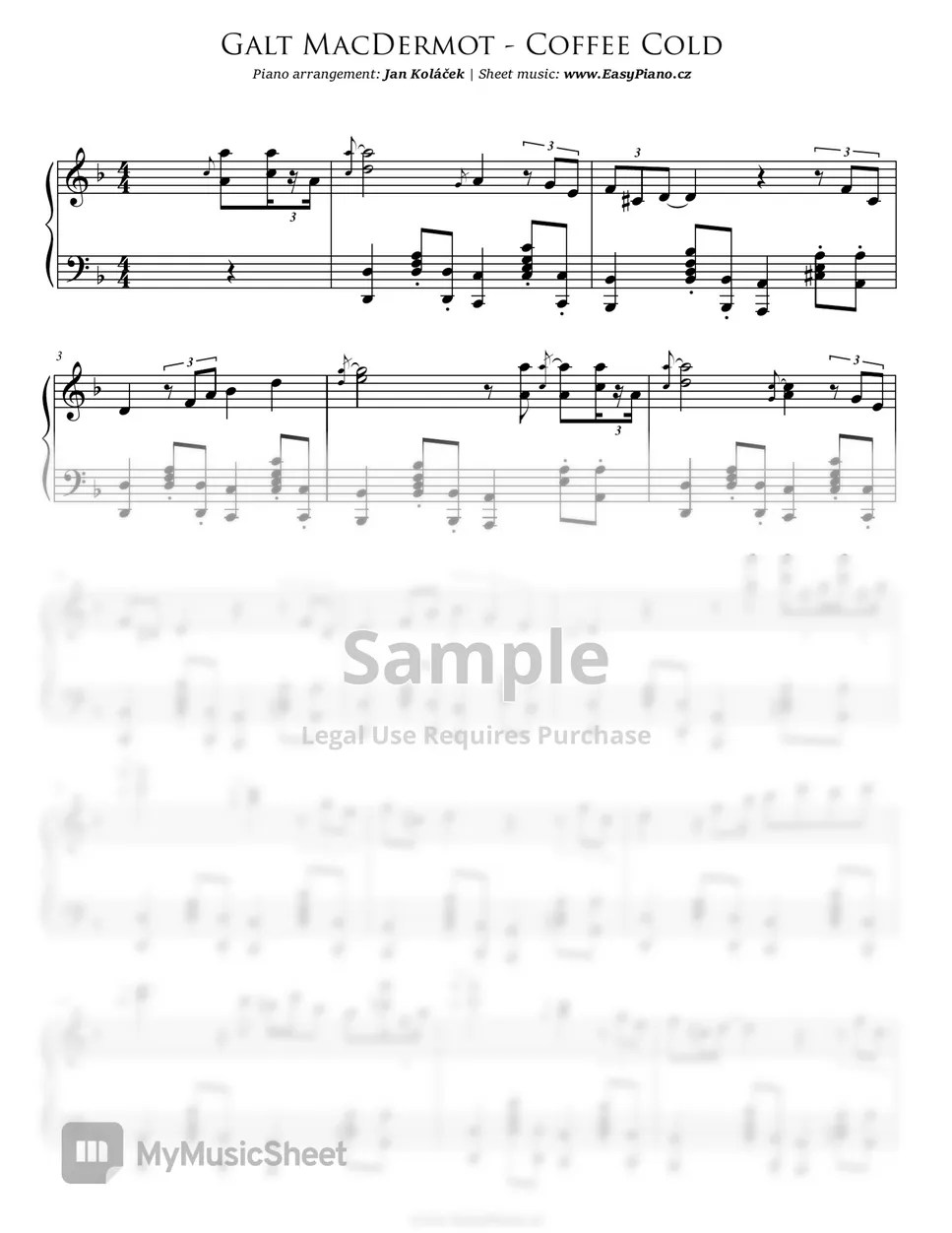 Galt MacDermot Coffee Cold (piano solo) Sheets by Jan Koláček