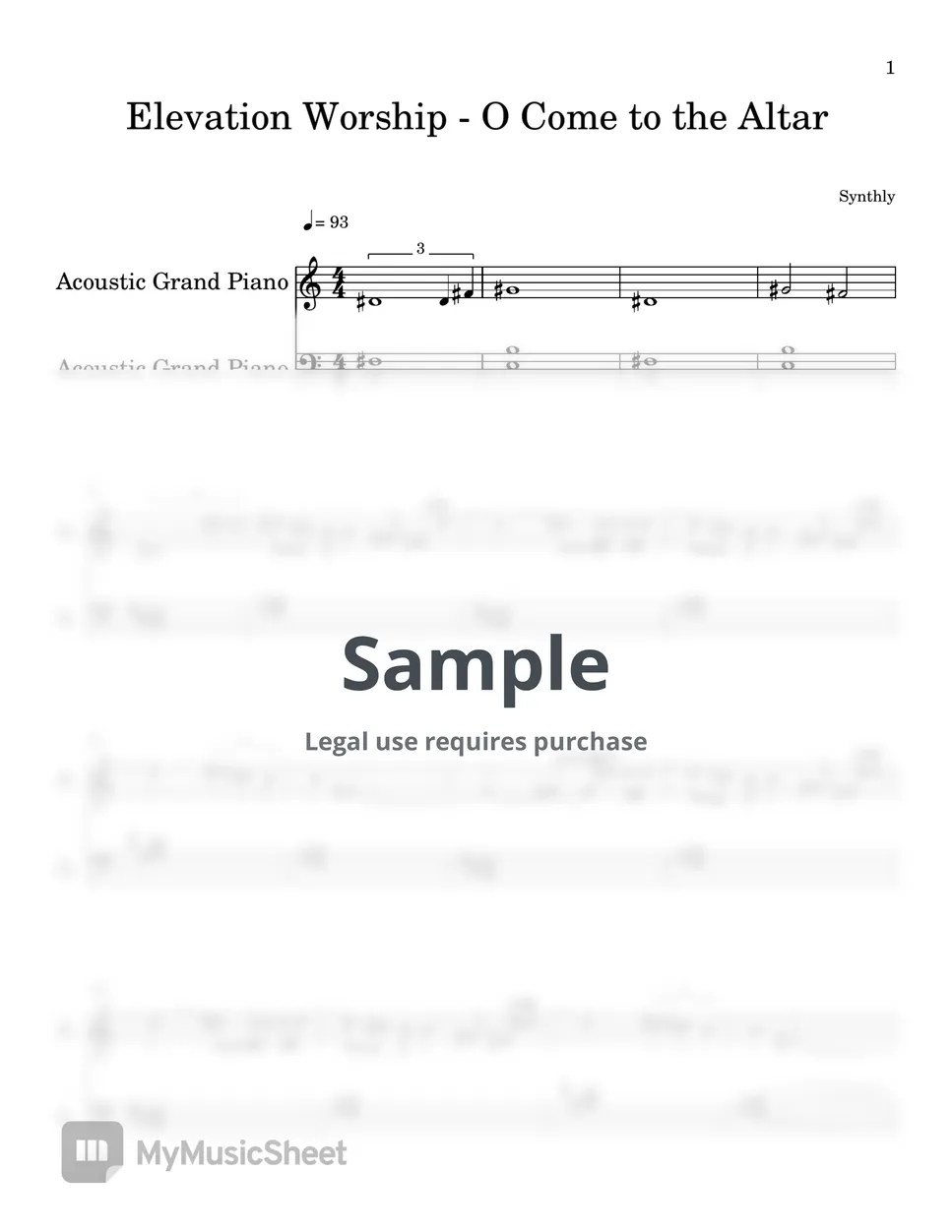 Elevation Worship O Come to the Altar (EASY PIANO SHEET) Sheets by