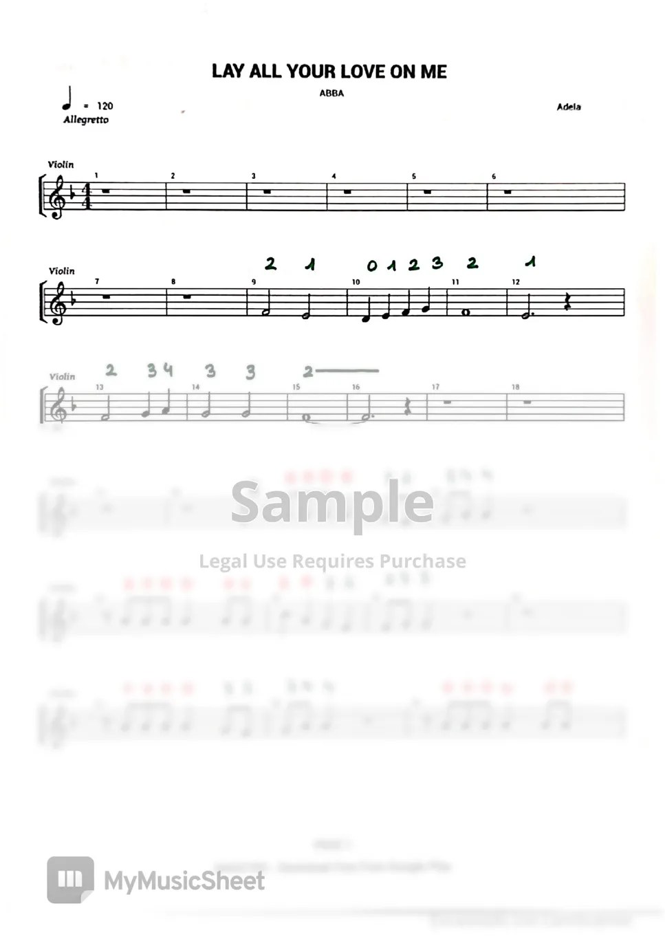 ABBA LAY ALL YOUR LOVE ON ME Sheets by Adela la del violin
