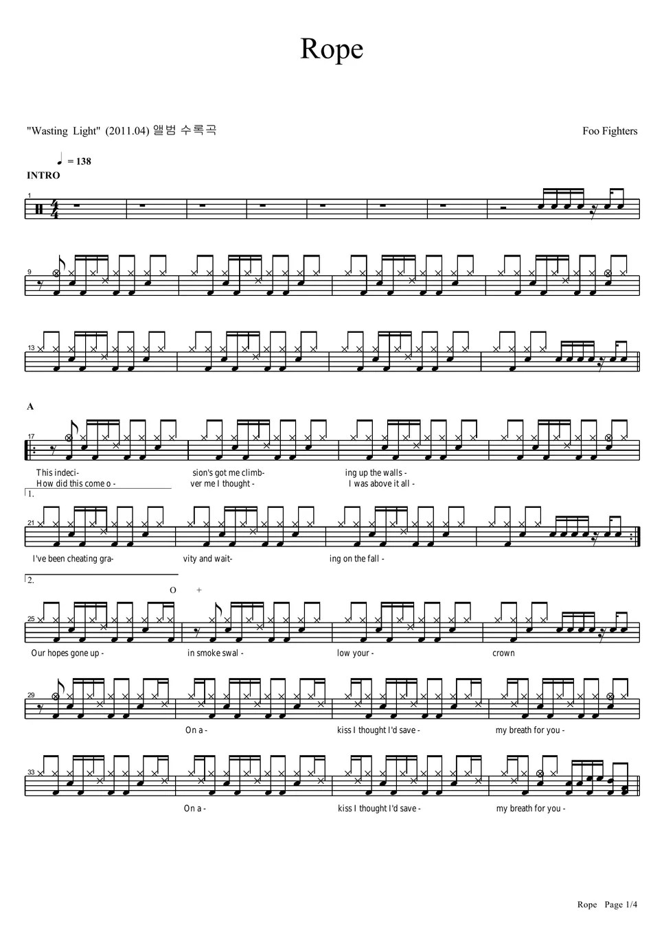 Foo Fighters Rope Sheet by COPYDRUM