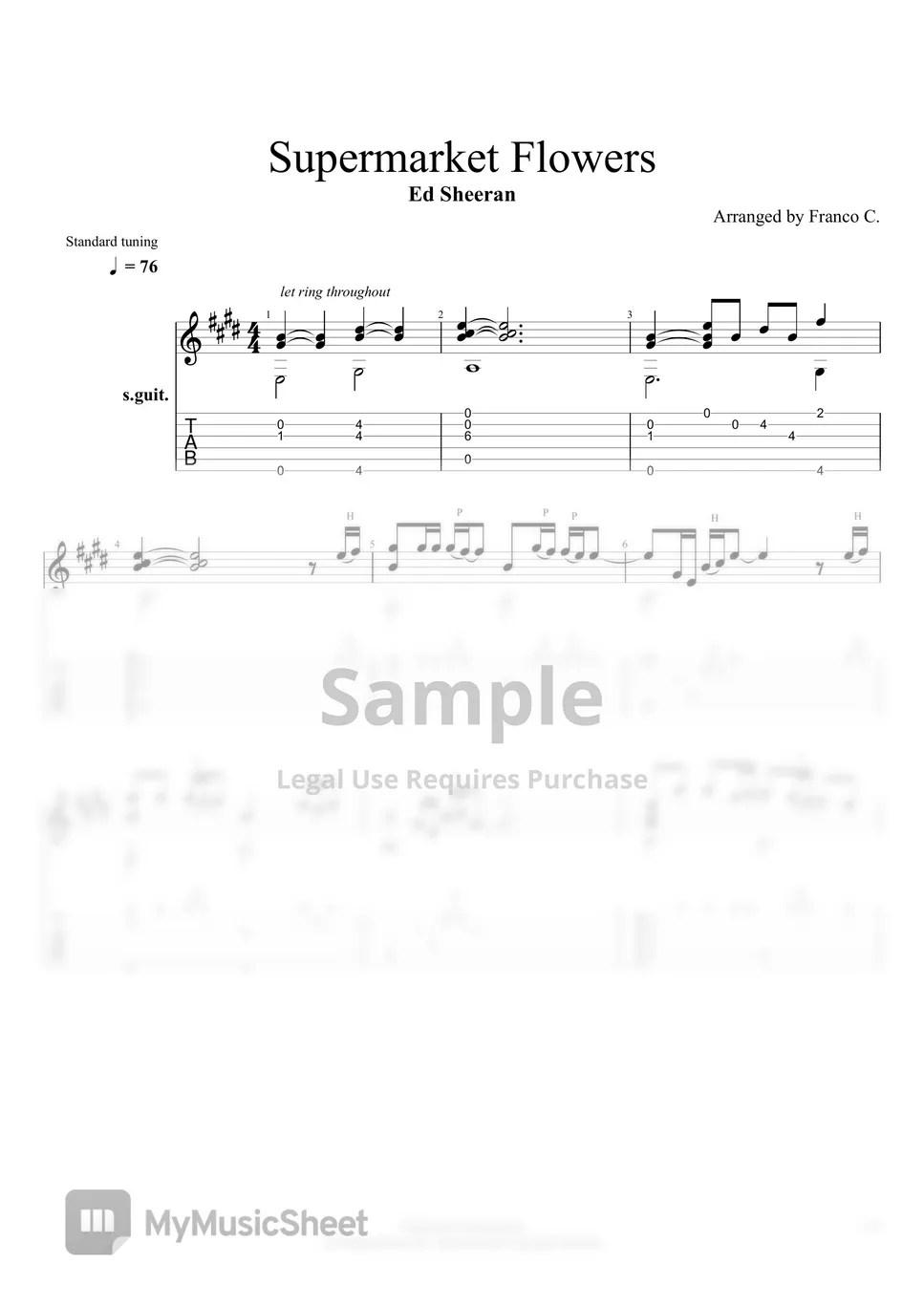 Ed Sheeran Supermarket Flowers Piano Sheet Music Best Flower Site