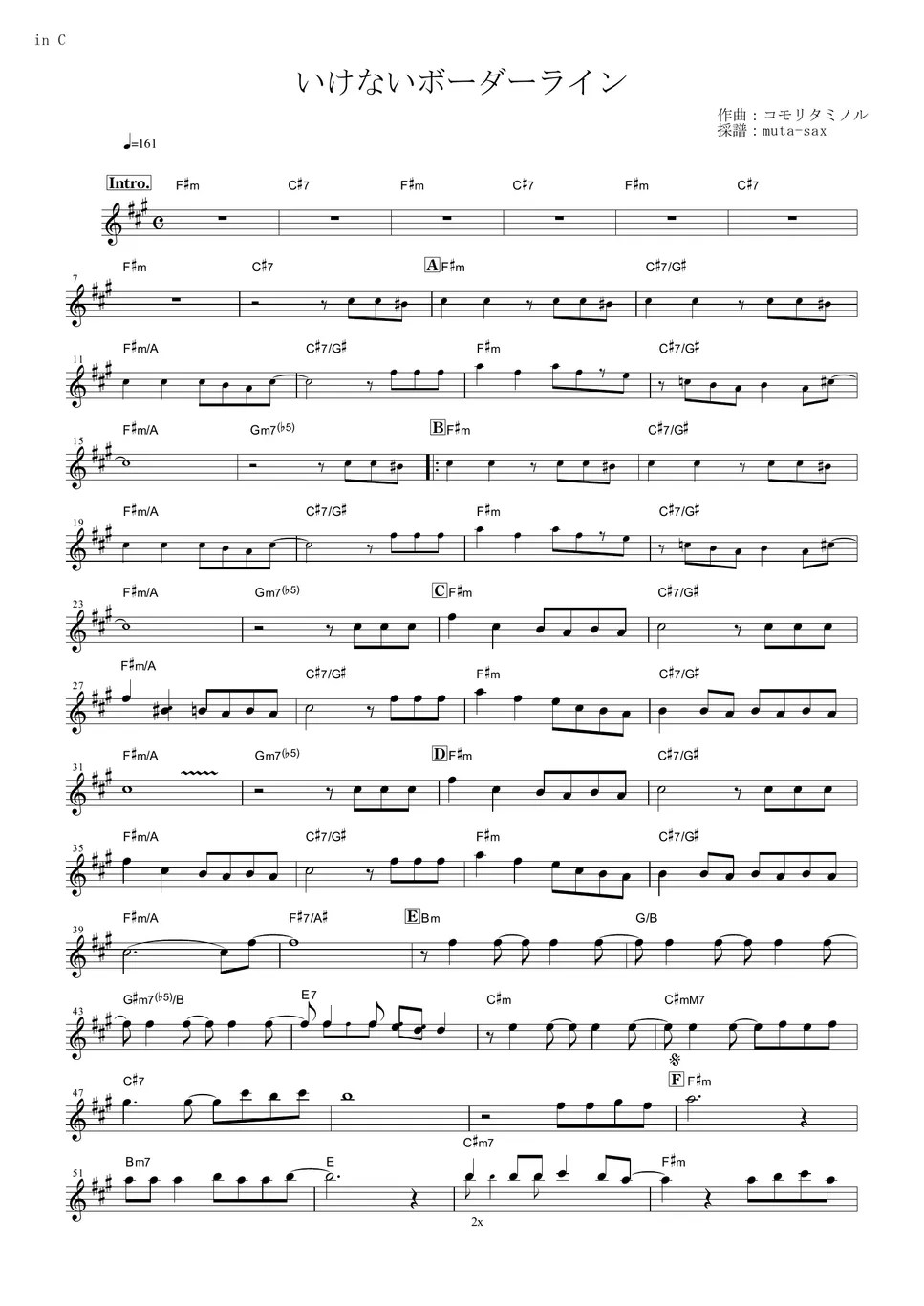 Macross Δ Ikenai Borderline (in C) Sheets