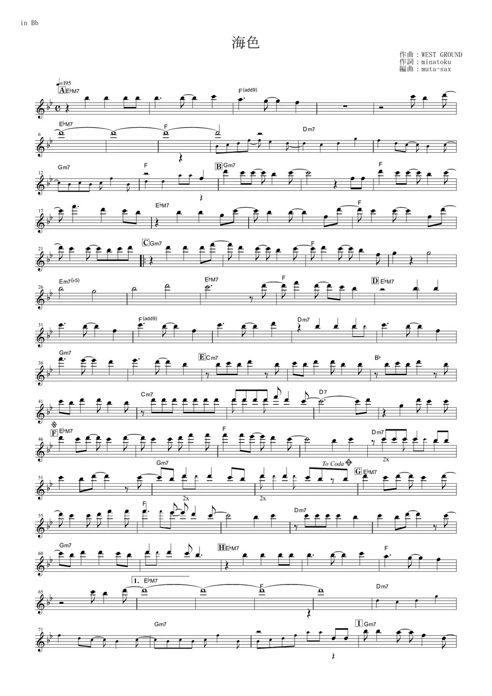 KanColle Kantai Collection Miiro (in Bb) Sheets by AKINO with bless4