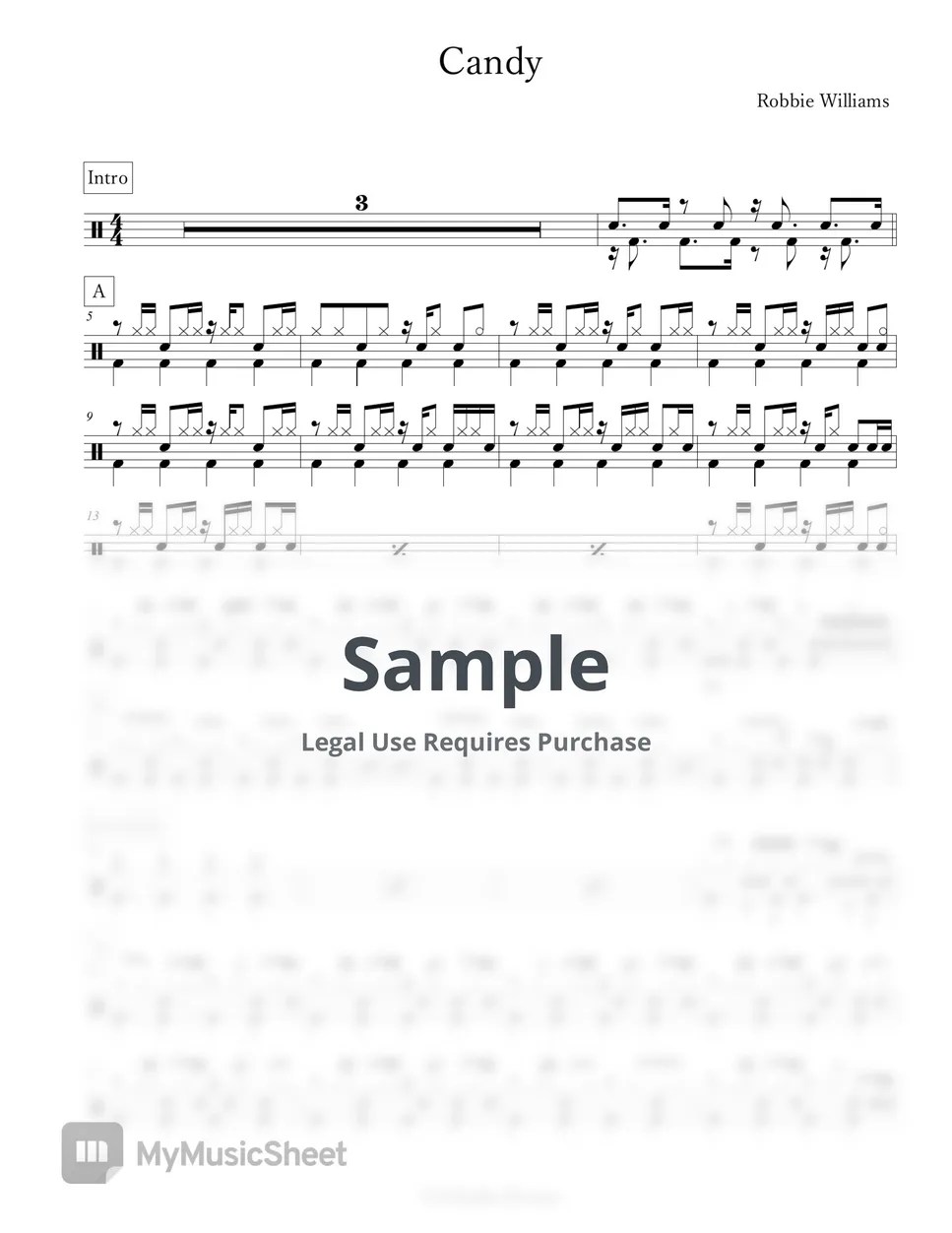 Robbie Williams Candy Sheets by Arkadia Drums