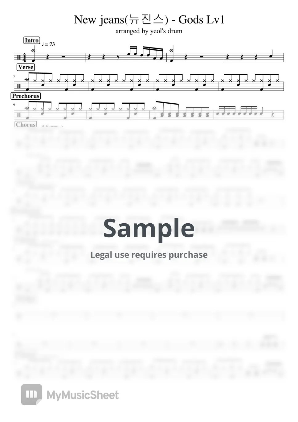 New Jeans GODS (Lv1) Sheets by yeols drum