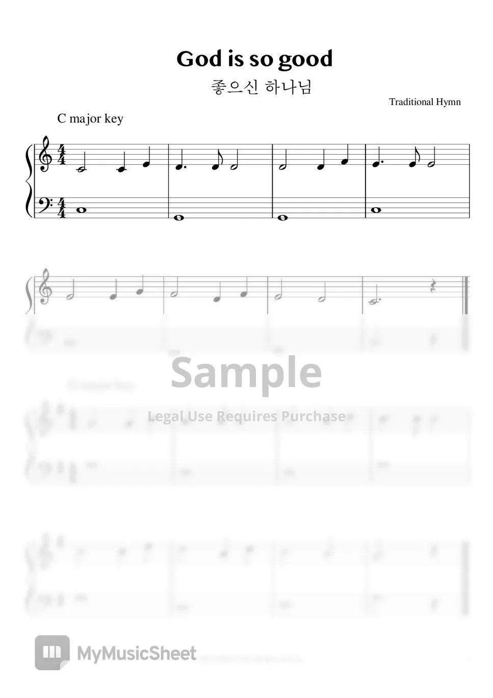 God is so good piano beginner level (both hands) Sheet by fmgm4u