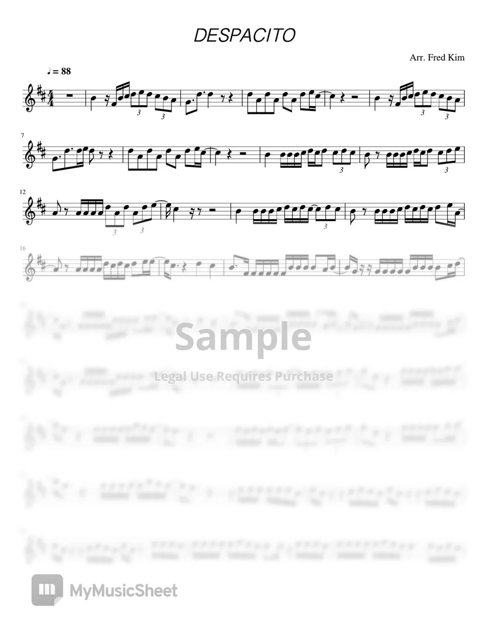 DESPACITO FLUTE SOLO Partition musicale