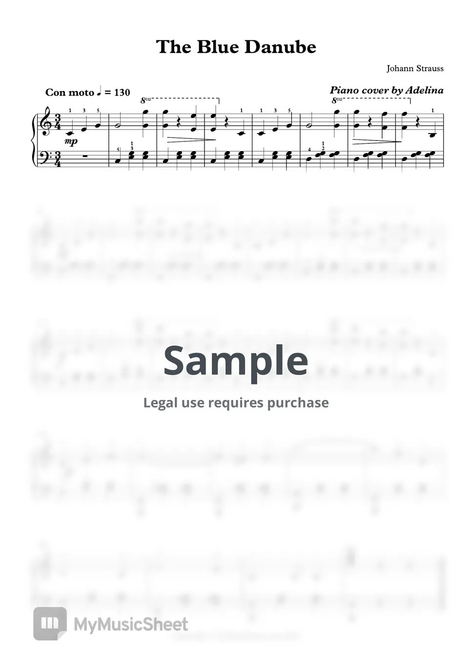 J.Strauss The Blue Danube 악보 by Adelina Piano