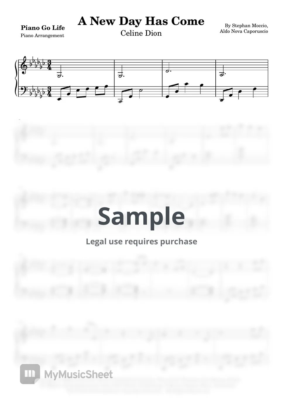 Céline Dion A New Day Has Come 악보 by Piano Go Life