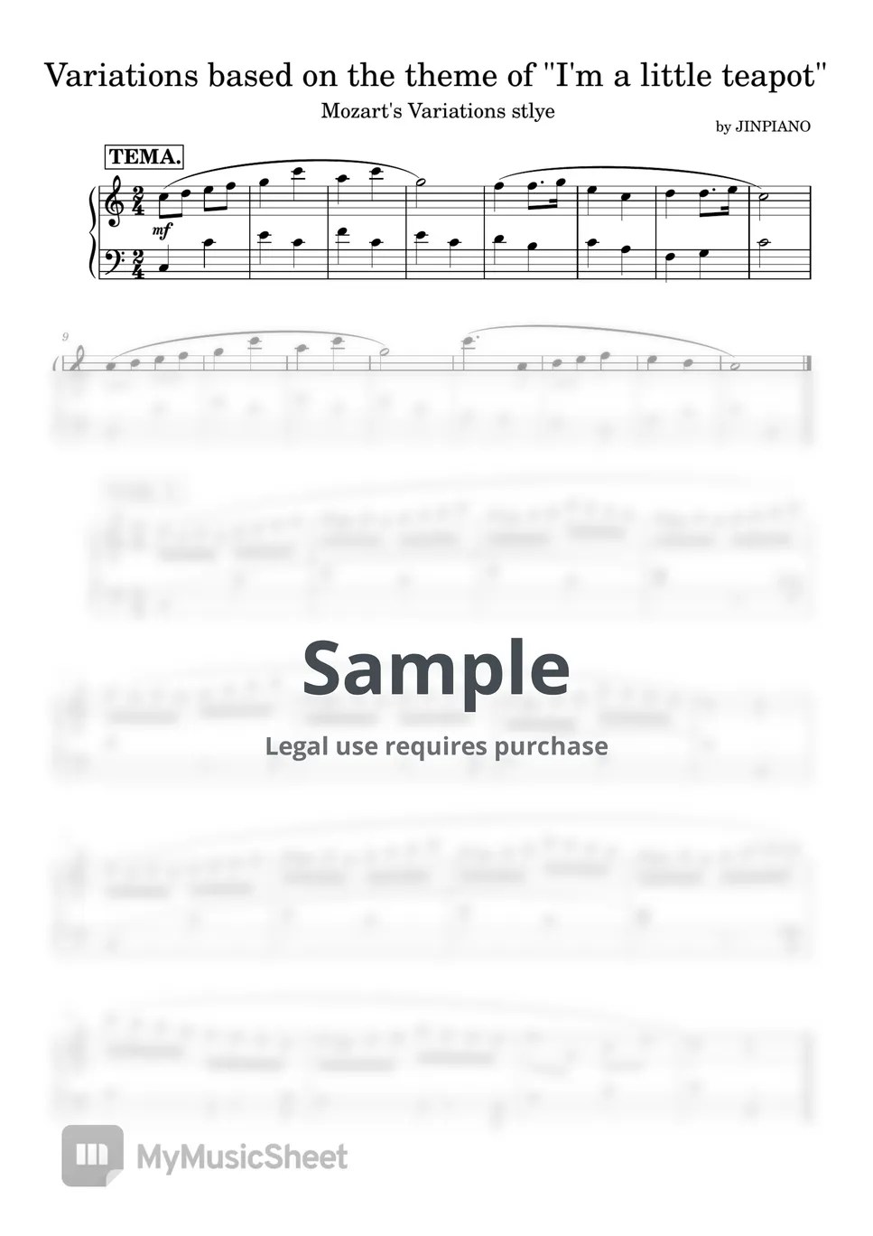 Mozart Variation of 'I'm a little teapot'(Mozart's style K.265