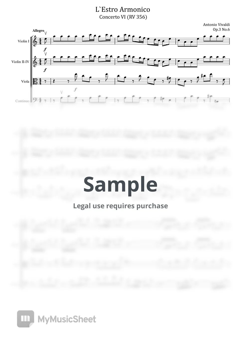 Antonio Vivaldi Violin Concerto in A minor, RV 356 Op.3 No.6 (Vivaldi L`Estro Armonico For