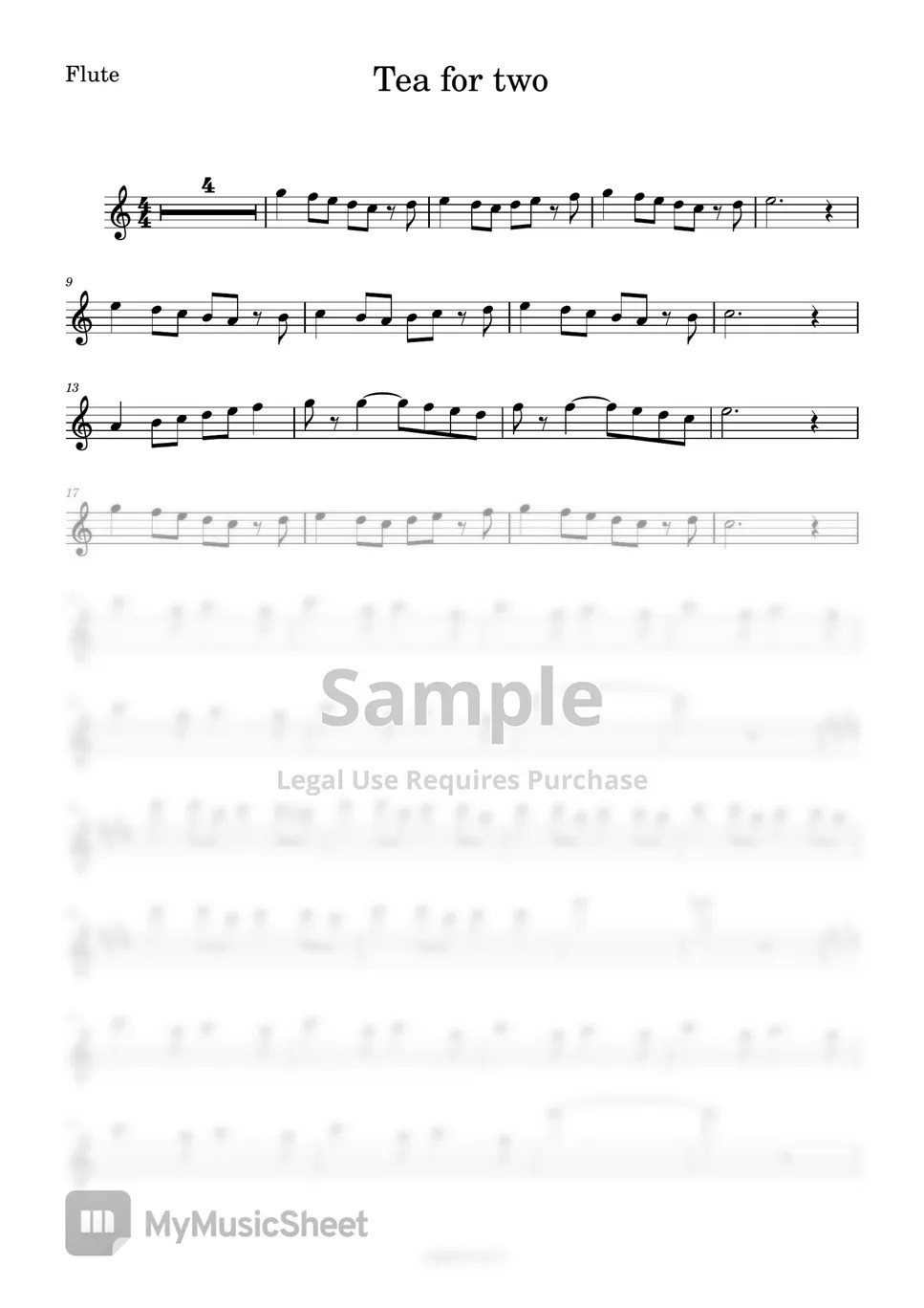 빈센트 유만스 Tea for two (반주 MR/피아노 악보) Sheets by 심플플루트뮤직