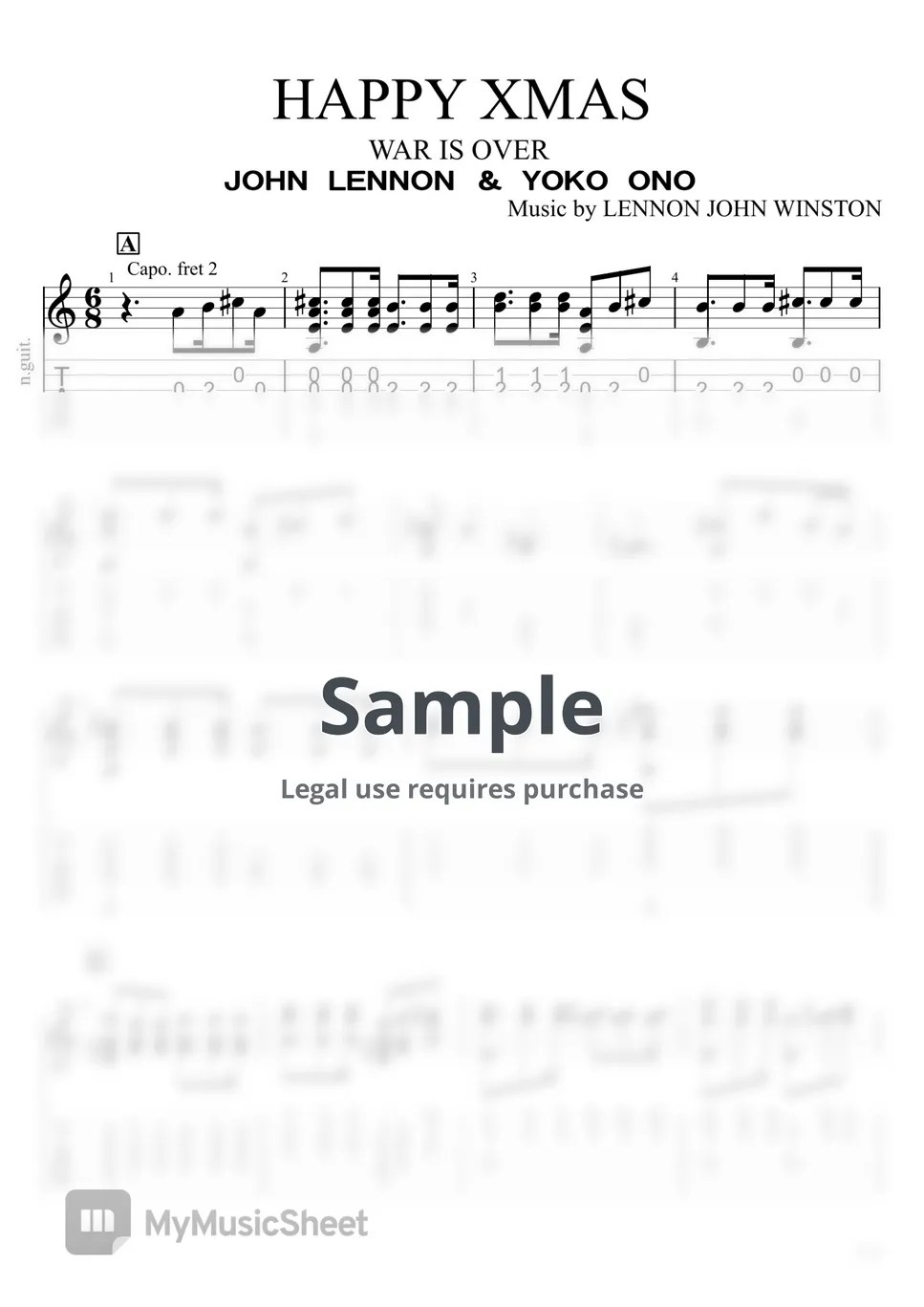John Lennon HAPPY XMAS (ソロギター) Sheets by 店長
