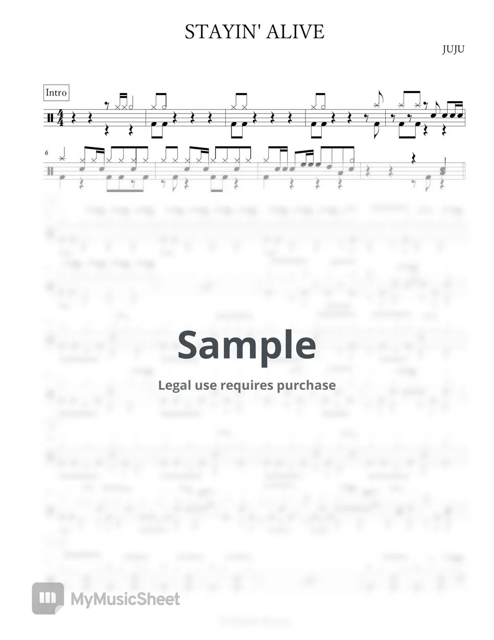 JUJU STAYIN' ALIVE Sheets by Arkadia Drums