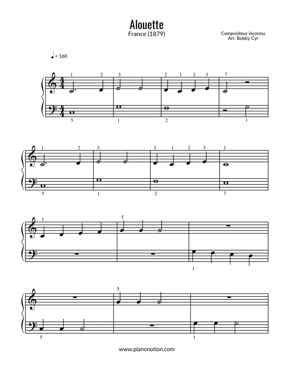 Monde des Titounis Alouette (Easy Piano Solo) Sheets by Piano Notion