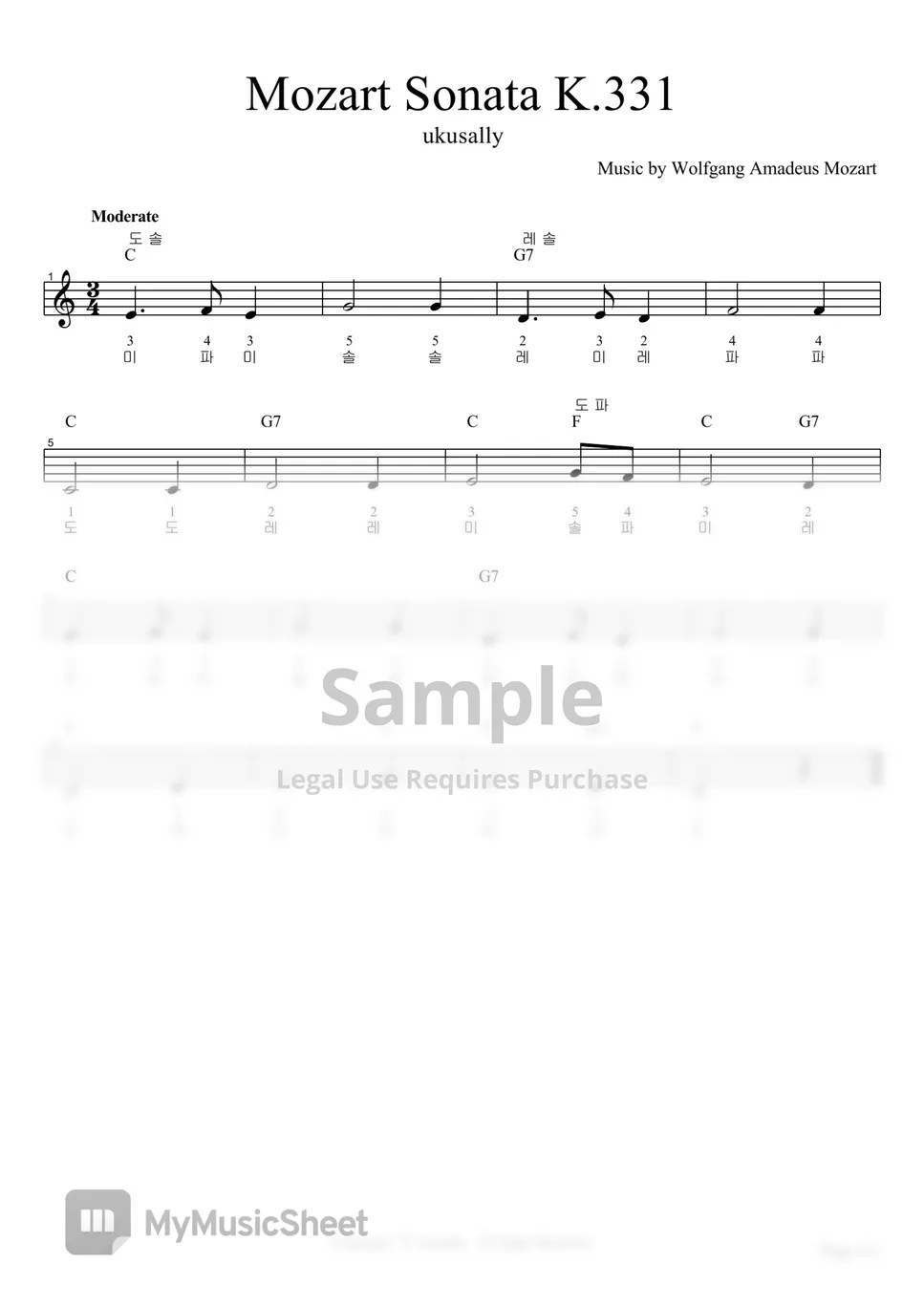 Mozart Mozart Sonata k.331 (Easy Version) Sheet by ukusally