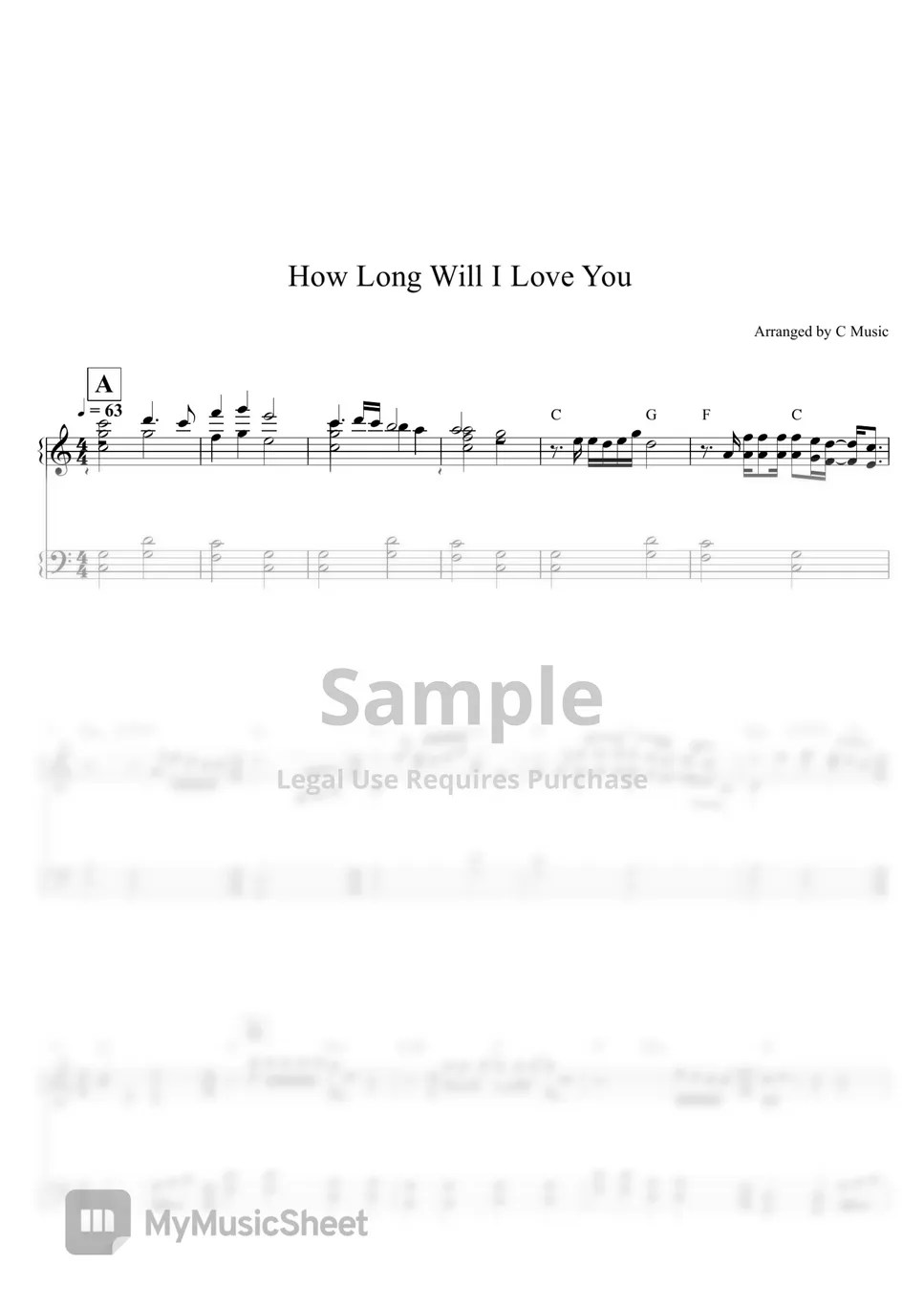 Ellie Goulding How Long will I Love You 악보 by C Music