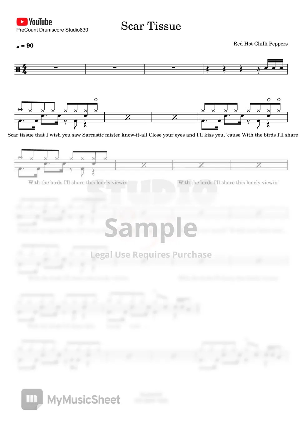 Red Hot Chilli Peppers Scar Tissue 악보 by Studio830