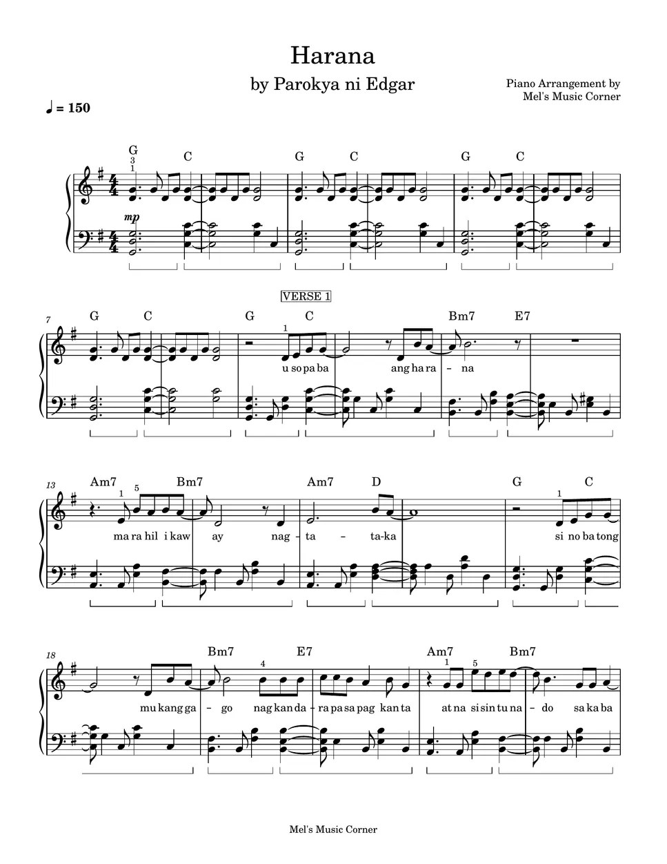Parokya ni Edgar Harana (piano sheet music) Sheets by Mel's Musir Corner