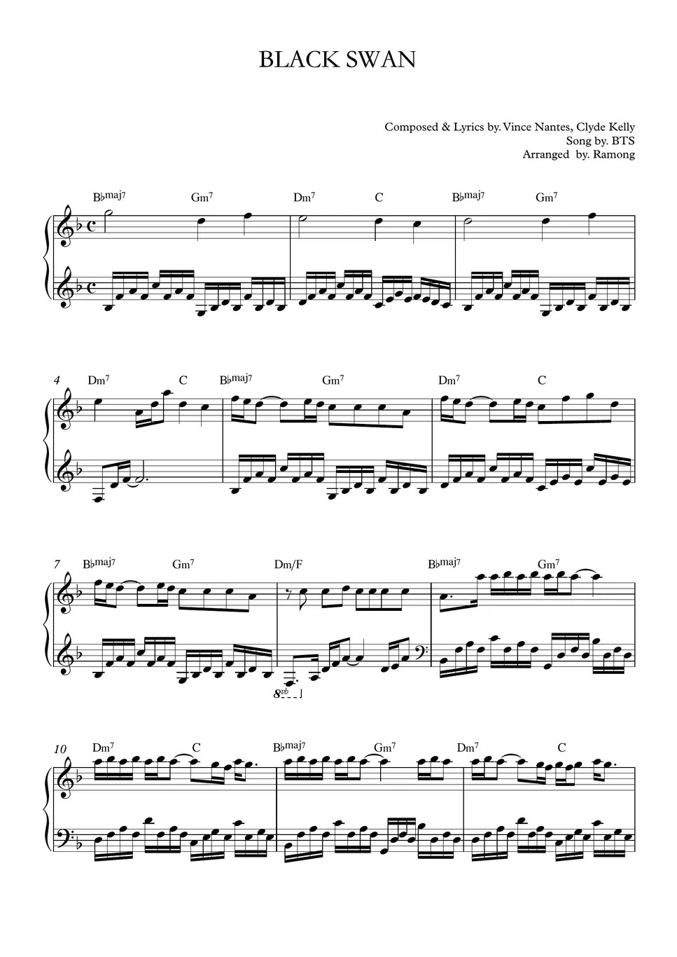 BTS Black Swan Partitura by Ramong