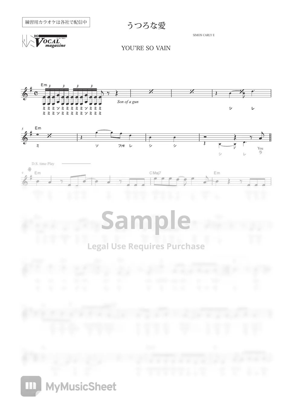 CARLY SIMON Do Re Mi de YOU’RE SO VAIN (VOCAL MAGAZINE) Sheets by Far