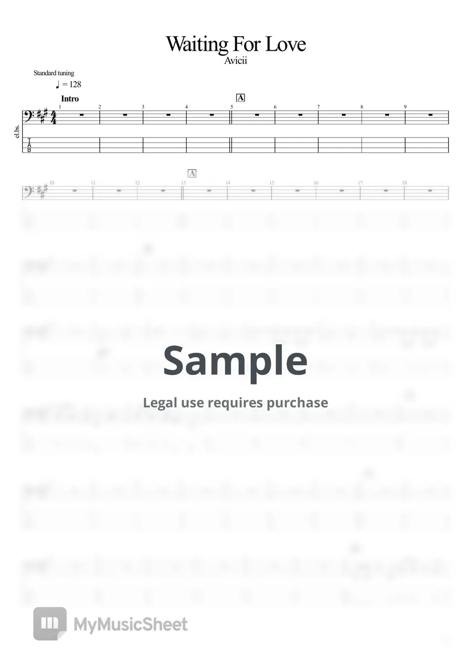 Avicii Waiting For Love Tab + 단선 악보 by BassBlur