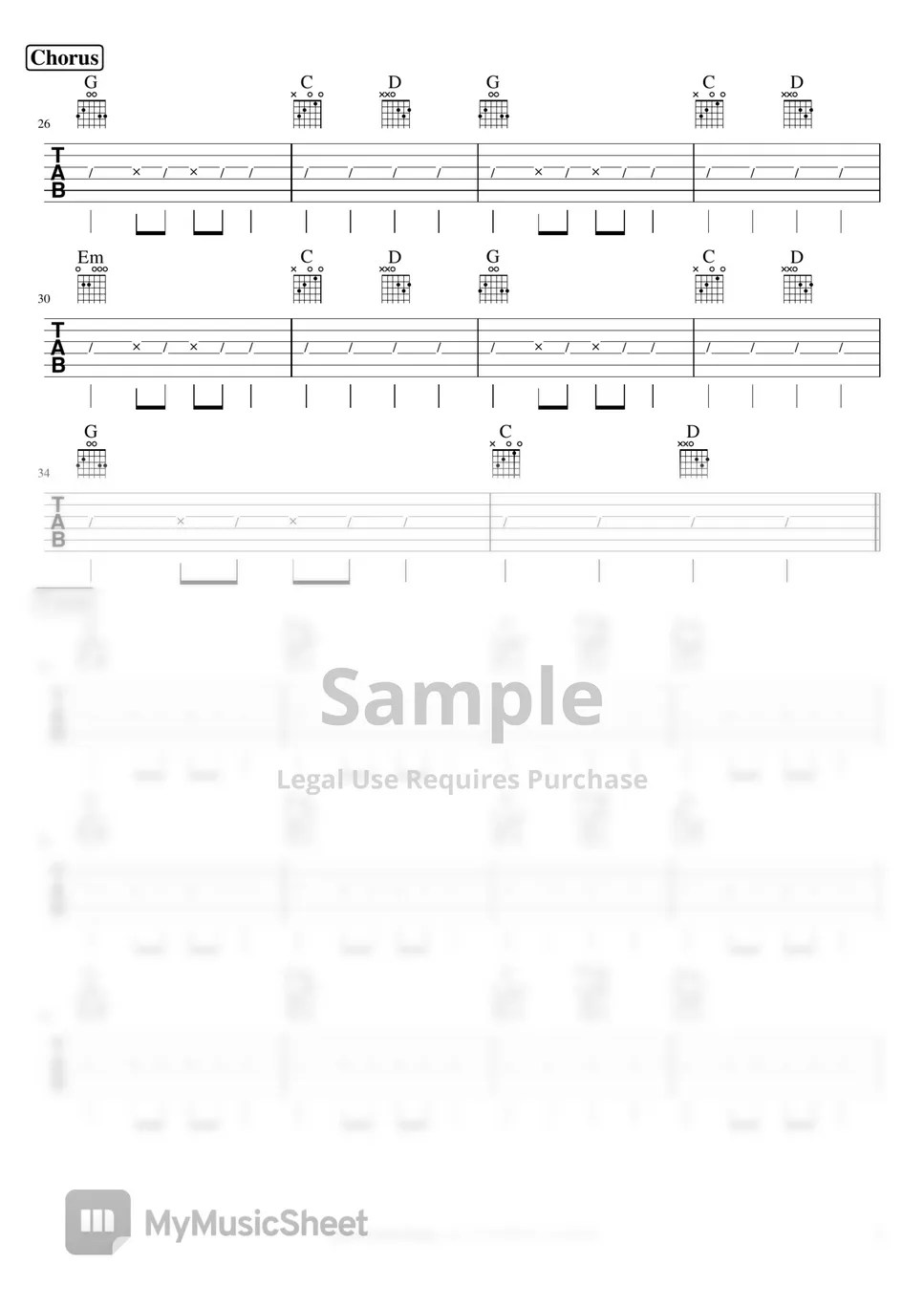 Bob Marley Redemption Song Sheets by Ontario Guitar Studio