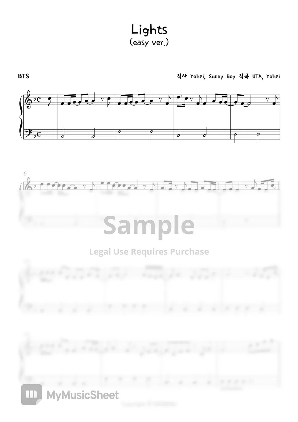 BTS (방탄소년단) Lights [Easy Version] Sheets