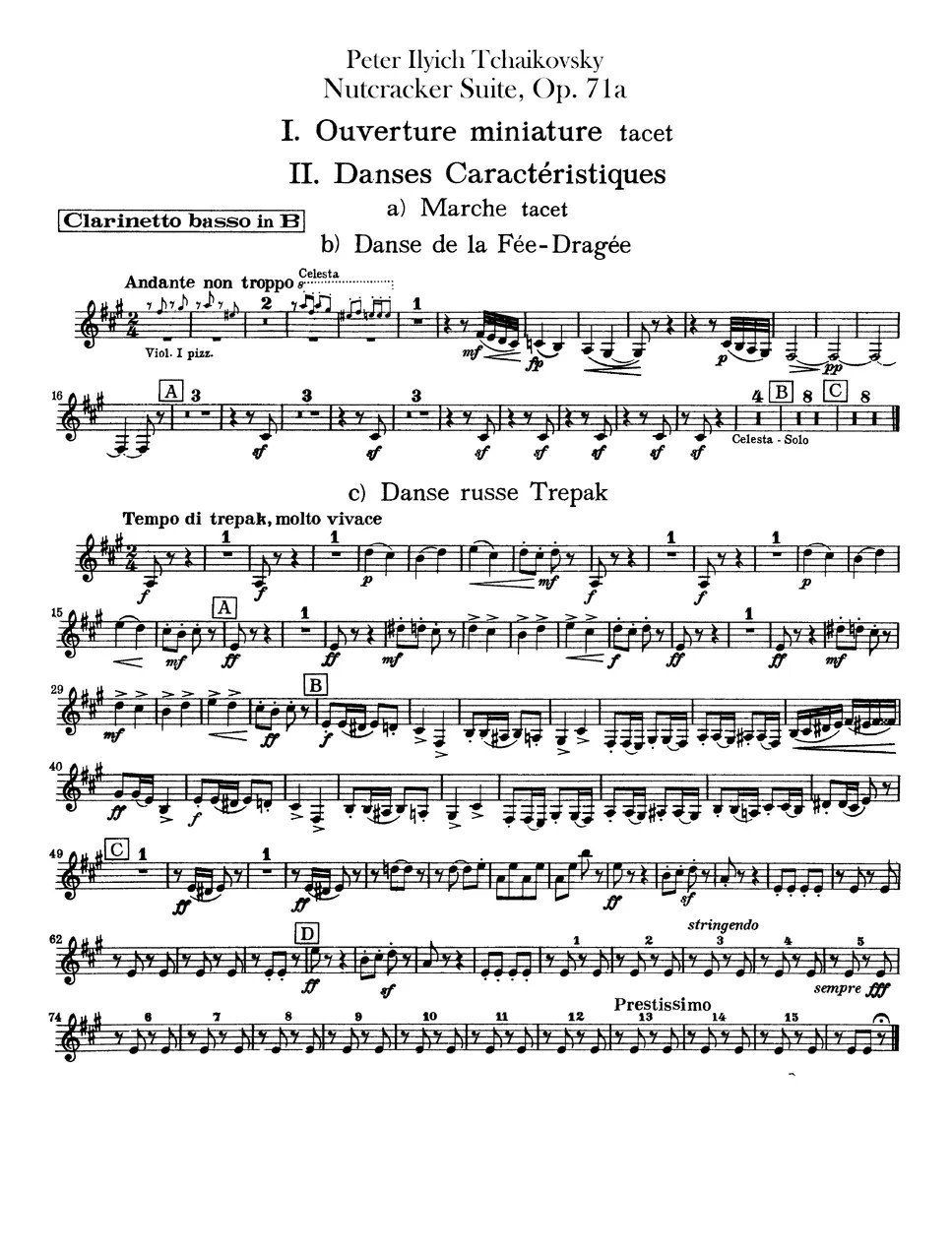 P.I.Tchaikovsky The Nutcracker (B. Cl.) Sheets by Original Sheet