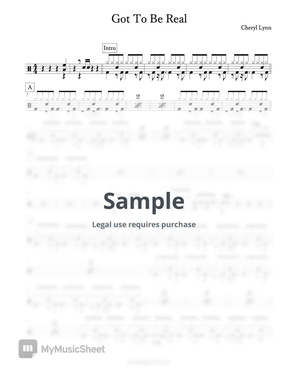 Cheryl Lynn Got To Be Real Sheets by Arkadia Drums