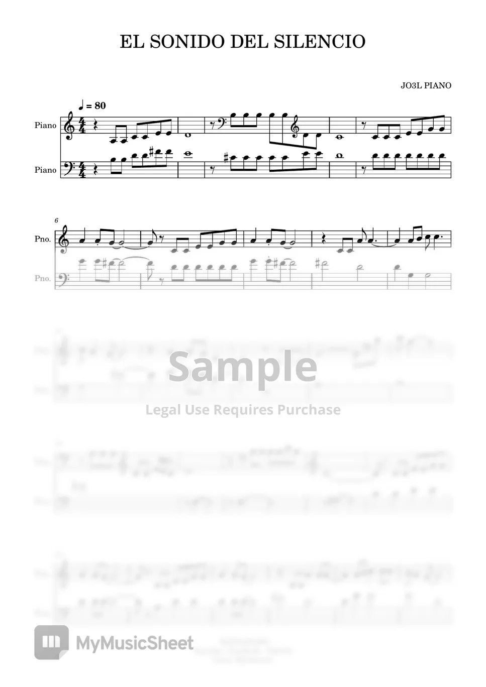 Paul Simon El Sonido Del Silencio Sheets by JO3L PIANO