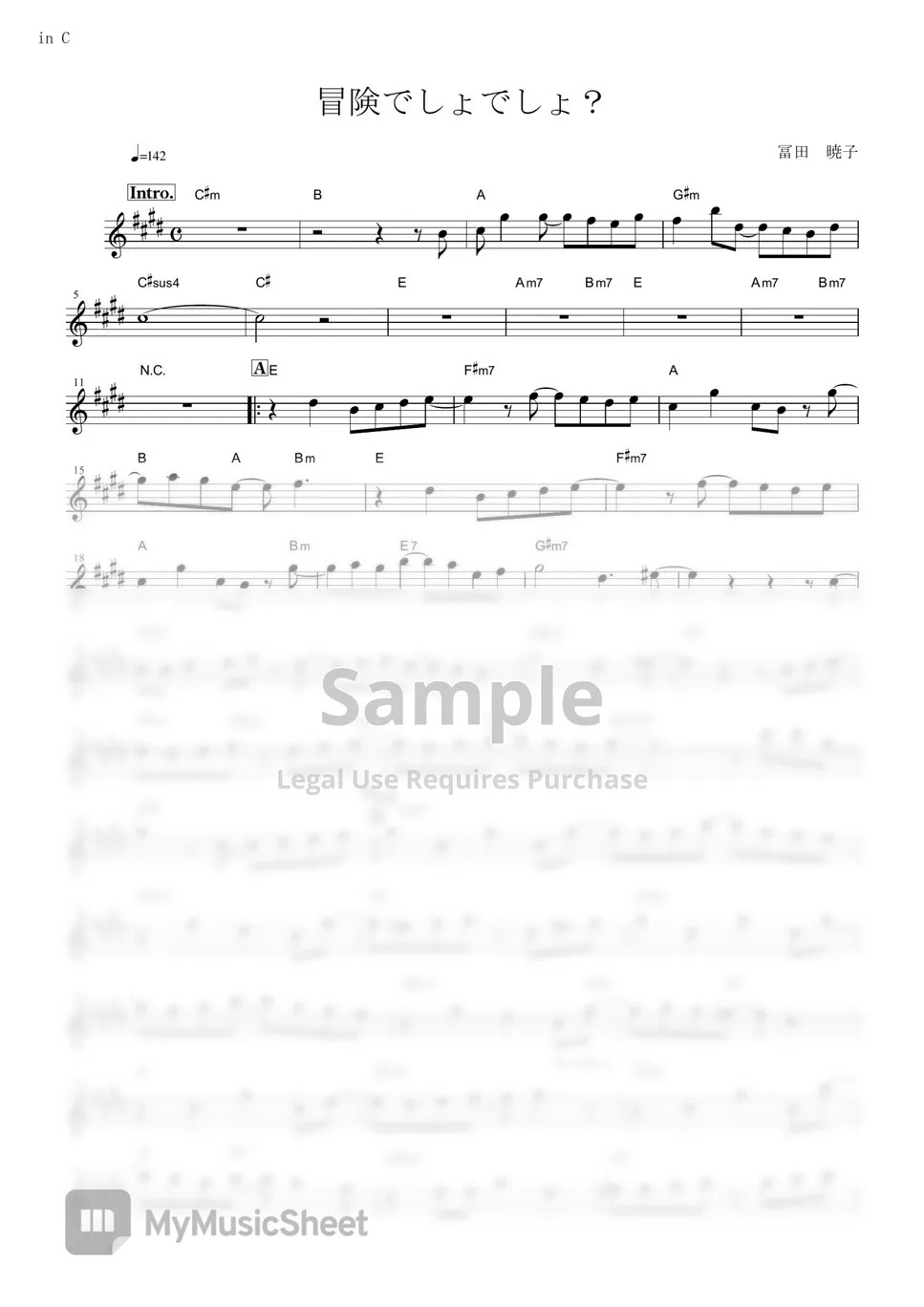 The Melancholy of Haruhi Suzumiya Bouken Desho Desho? (in C) 악보 by