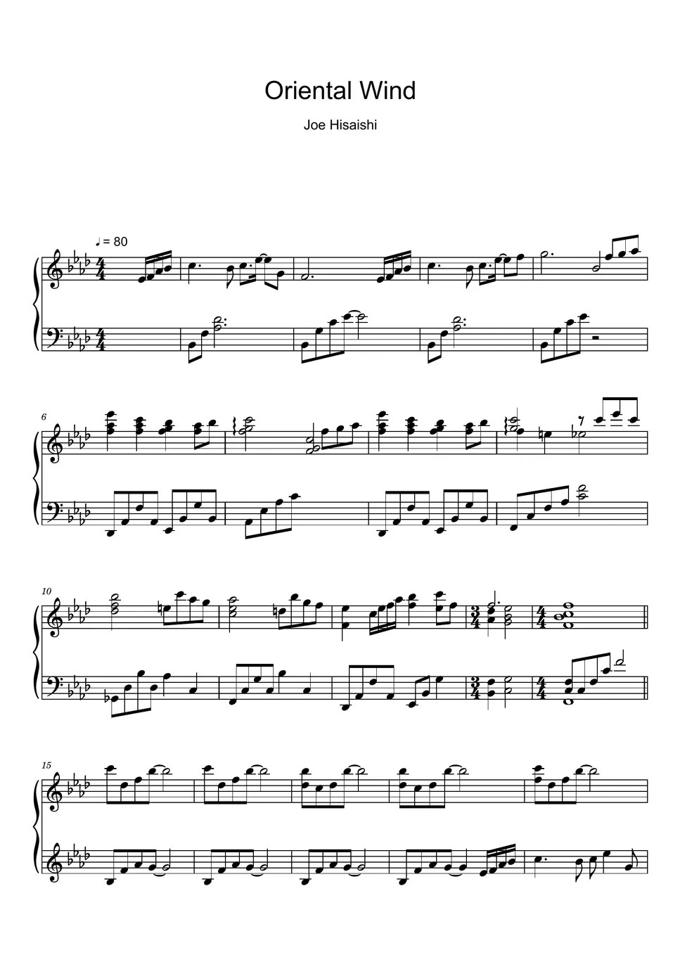 久石譲 (Joe Hisaishi) Oriental Wind『伊右衛門 CM』 (Sheet Music, MIDI,) 악보 by