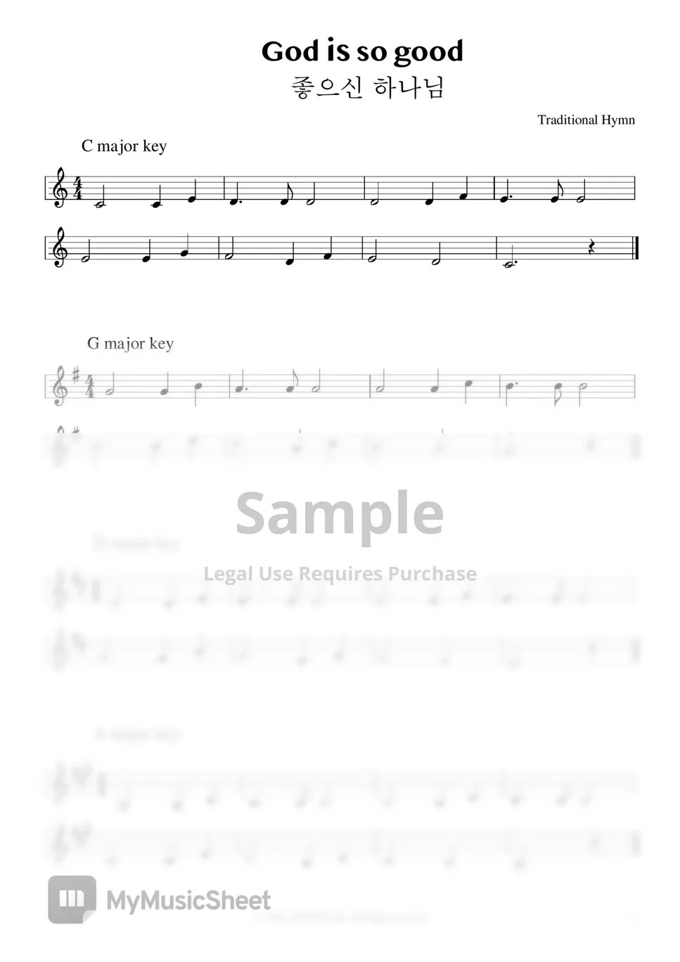 God is so good piano melody Sheet by fmgm4u